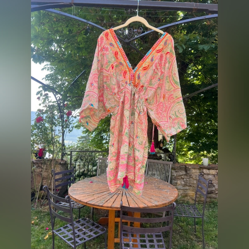 Colorful Paisley Kaftan Dress